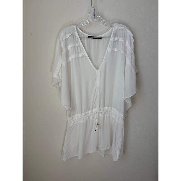 Vix Paula Hermanny Women’s Pleated Swimsuit Coverup in White Size Large - Picture 2 of 7